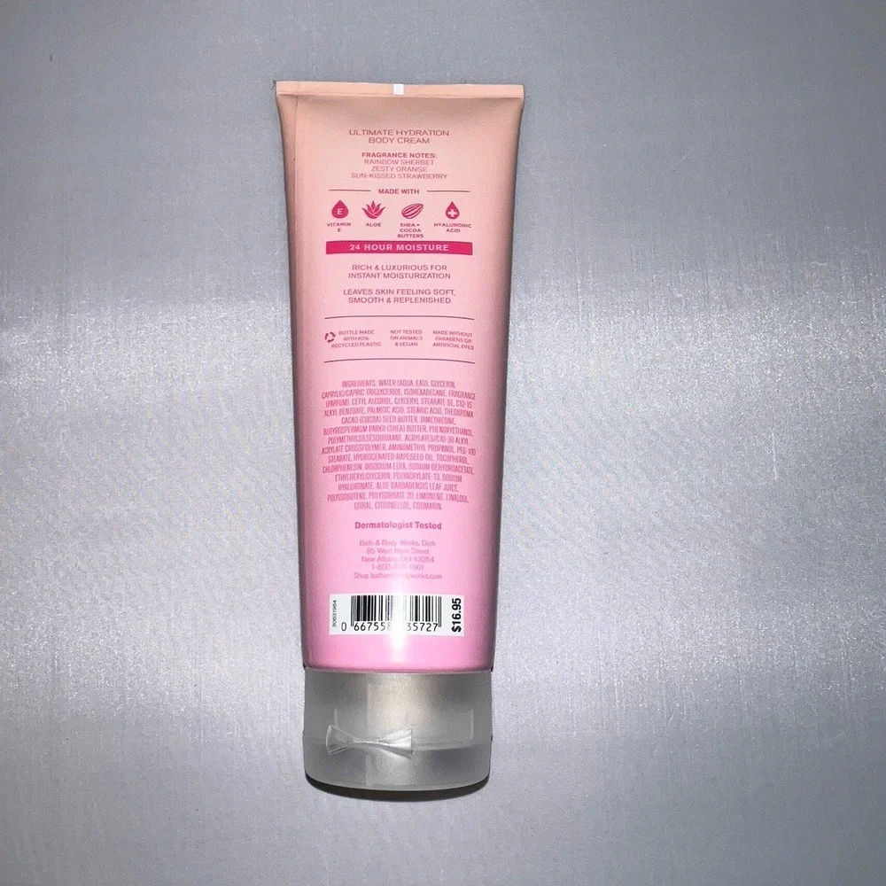 BATH AND BODY WORKS Fruity Sherbet Ultimate Hydration Body Cream 24 Hour 8 oz